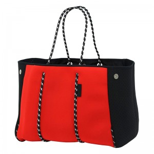 2021 Spring New Style Custom LOGO Women Handbags Stripe Multi Purpose Water Resistant Neoprene Beach Tote Bag